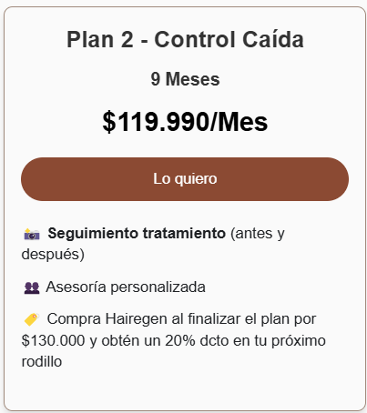 Plan 2: Control Caída x 9 meses