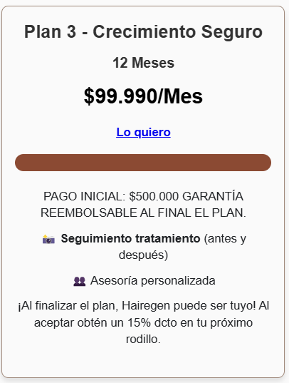 Plan 3: Crecimiento seguro x 12 meses